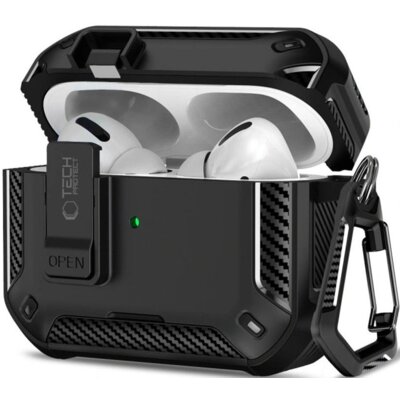 Etui na słuchawki TECH-PROTECT Carbonox do Apple Airpods Pro 3 Czarny