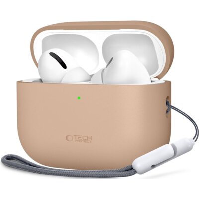 Etui na słuchawki TECH-PROTECT Silicone do Apple Airpods Pro 3 Beżowy