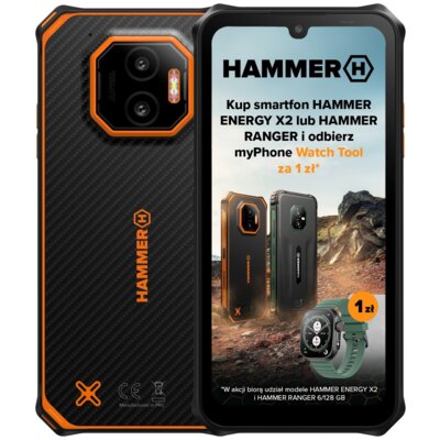 Smartfon HAMMER Energy X2 6/128GB 6.1" Czarno-pomarańczowy