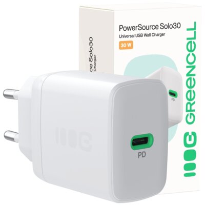 Ładowarka sieciowa GREEN CELL PowerSource Solo30 30W PD Biały ładowarka do telefonu USB-C