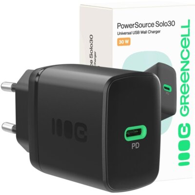 Ładowarka sieciowa GREEN CELL PowerSource Solo30 30W PD Czarny ładowarka do telefonu USB-C