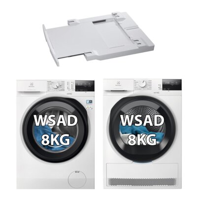 Pralka ELECTROLUX MEW2E8Y6P SensiCare 600 8kg 1400 obr + Suszarka ELECTROLUX MEWD2E8C6P Absolute Care 600 + Łącznik AEG A1WYHSK2