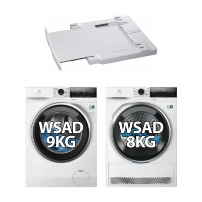 Pralka ELECTROLUX MEW3E9Y6P SensiCare 600 9kg 1400 obr + Suszarka ELECTROLUX DelicateCare 700 MEWD3E8E7P z pompą ciepła + Łącznik AEG A1WYHSK2