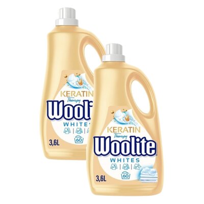 Płyn do prania WOOLITE Keratin Therapy 2 x 3600 ml do białych i jasnych tkanin z keratyną
