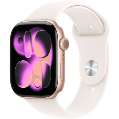 Apple Watch 11 GPS 42mm koperta z aluminium (różowe złoto) + pasek sportowy rozmiar M/L (łagodny róż)
