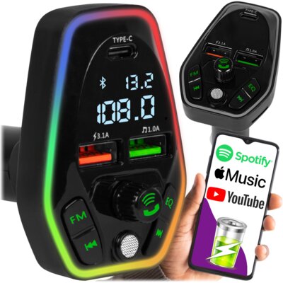 Transmiter FM Bluetooth T-05 RGB