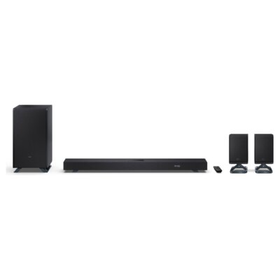Soundbar SHARP HT-SBW55121 Czarny 5.1.2-kanałowy, Bezprzewodowy Subwoofer, HDMI eARC, Dolby Atmos, 4K, BT + Kolumny głośnikowe SHARP HT-SPR52021 Czarny (2 szt.)