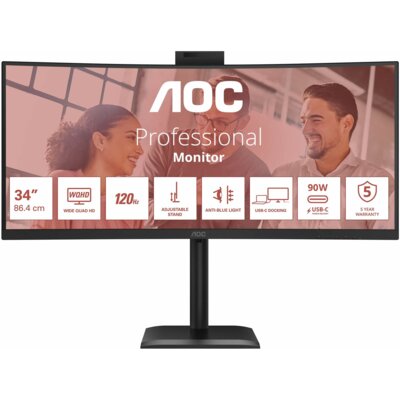 Monitor AOC CU34E4CW 34" 3440x1440px 120Hz 4 ms [GTG] Curved