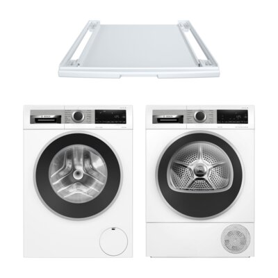 Pralka BOSCH WGG256ZTPL Seria 6 10kg 1600 obr + Suszarka BOSCH WQG244CSPL Serie 6 z pompą ciepła + Łącznik BOSCH WTZ27400