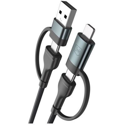 Kabel USB/USB-C - USB-C/Lightning 3MK Hyper Cable N-Series 60W 1.2 m Czarny