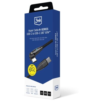 Kabel obrotowy USB-C - USB-C 3MK Hyper Cable N-Series 60W 2 m Czarny