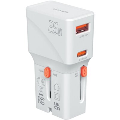 Ładowarka podróżna 4SMARTS Nomad Pocket 25W (EU/US/UK/AUS) Biały