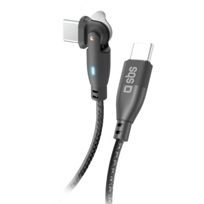 Kabel kątowy USB-C - USB-C SBS 60W 1 m Czarny