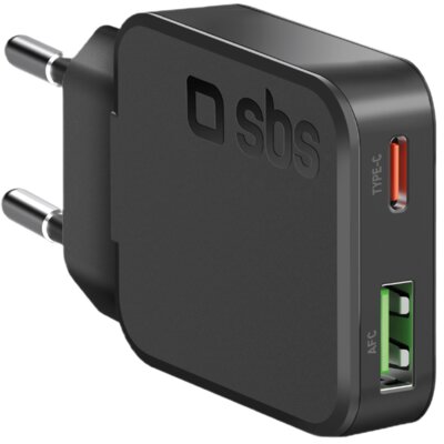 Ładowarka sieciowa SBS TETRGANUSBTC30SLIM Ultra Slim GaN 30W Czarny