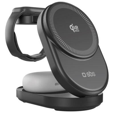 Ładowarka indukcyjna SBS 3W1 25W Qi2.2 MagSafe Czarny