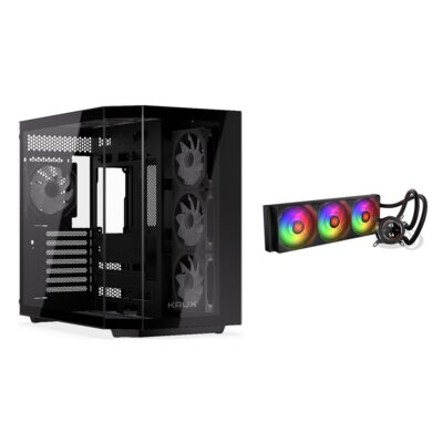 Obudowa KRUX Empero + Chłodzenie wodne KRUX HydroGlance 360 ARGB LCD Czarny