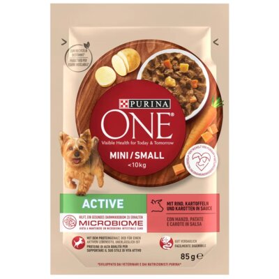 Karma dla psa PURINA ONE Adult Mini Dog Active Wołowina z ziemniakami i marchewką 85 g