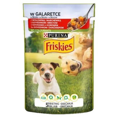 Karma dla psa FRISKIES Adult w galaretce z wołowiną i marchewką 85 g