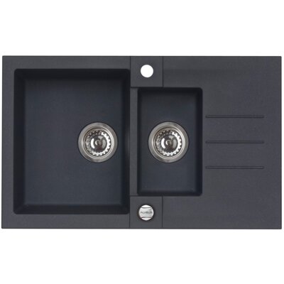 Zlewozmywak półtorakomorowy z ociekaczem ALVEUS Rock 70 1217091 Czarny 48x78
