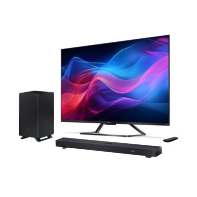 Telewizor SHARP 65GR8765E 65" QLED 4K 144Hz Google TV Dolby Atmos Dolby Vision HDMI 2.1 + Soundbar SHARP HT-SBW55121 Czarny 5.1.2-kanałowy, Bezprzewodowy Subwoofer, HDMI eARC, Dolby Atmos, 4K, BT