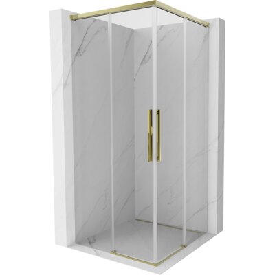 Mexen Rox Duo kabina prysznicowa rozsuwana 100 x 100 cm, transparent, złota - 8C2D-100-100-50-00