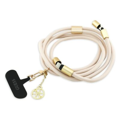 Smycz do telefonu z kablem do ładowania USB-C - USB-C GUESS Crossbody Strap 4G Charm 60W 1.5 m Beżowy
