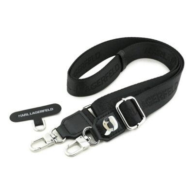 Smycz do telefonu KARL LAGERFELD Tether Patch Karl Metal Logo Czarny