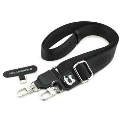 Smycz do telefonu KARL LAGERFELD Strap Tether Patch Choupette Metal Logo Czarny