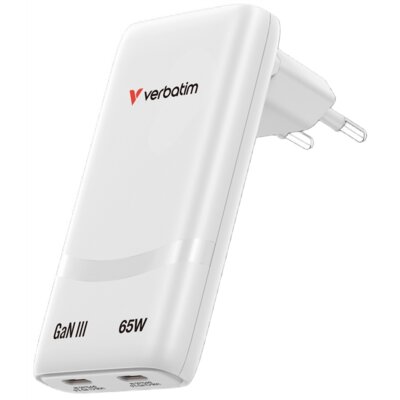 Ładowarka sieciowa VERBATIM Fold 'n' Go GaN 65W Biały