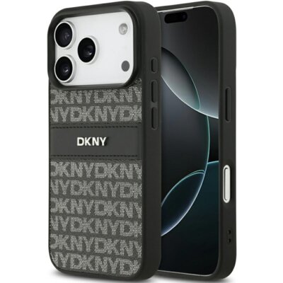 Etui DKNY Repeat Texture Pattern with Tonal Stripe do Apple iPhone 17 Pro Max Czarny