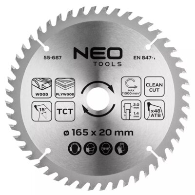 Tarcza do cięcia NEO TOOLS 55-687 165 mm