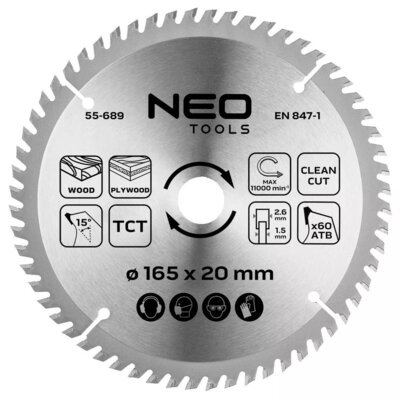 Tarcza do cięcia NEO TOOLS 55-689 165 mm
