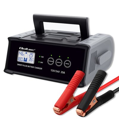Inteligentna ładowarka QOLTEC 52514 do akumulatorów AGM GEL LIFEPO4 12-24V 25A LCD