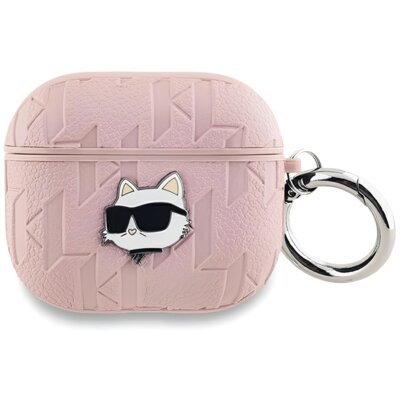 Etui na słuchawki KARL LAGERFELD Monogram Choupette Head do Apple AirPods 3 Różowy