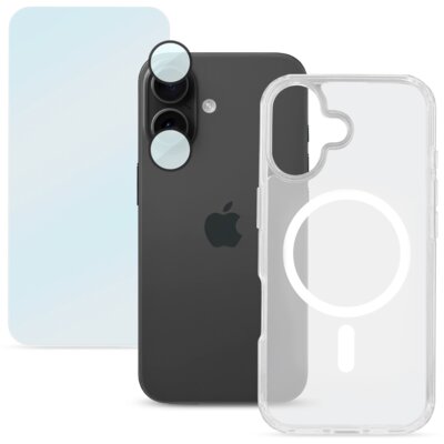 Etui ROOBIX Clarion MagSafe do Apple iPhone 17 Przezroczysty + szkło hartowane + nakładka na obiektyw