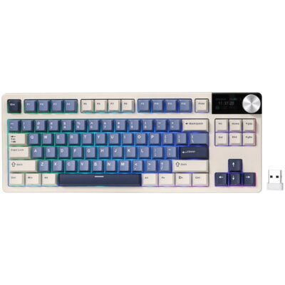Klawiatura ROYAL KLUDGE RKS85 RGB Hot Swap Beige Switch Biało-niebieski