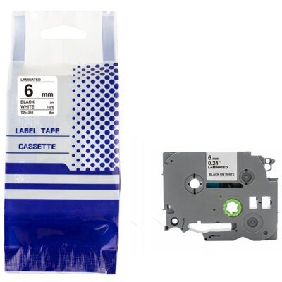 Taśma PRISM ZBR-TZE211 6 mm x 8 m Czarny na białym Zamiennik