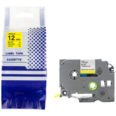 Taśma PRISM ZBR-TZE631 12 mm x 8 m Czarny na żółtym Zamiennik