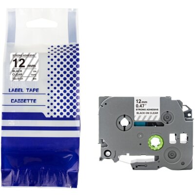 Taśma PRISM do Brother TZe-S131 12 mm x 8 m Czarny na przezroczystym Zamiennik