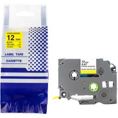 Taśma PRISM do Brother TZe-S631 12 mm x 8 m Czarny na żółtym Zamiennik