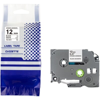 Taśma PRISM do Brother TZe-S231 12 mm x 8 m Czarny na białym zamiennik