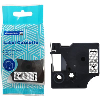 Taśma PRISM do Dymo D1 45010 12 mm x 7 m Czarny na przezroczystym Zamiennik