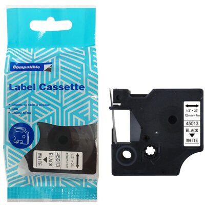 Taśma PRISM do Dymo D1 45013 12 mm x 7 m Czarny na białym Zamiennik