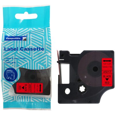 Taśma PRISM do Dymo D1 45017 12 mm x 7 m Czarny na czerwonym Zamiennik