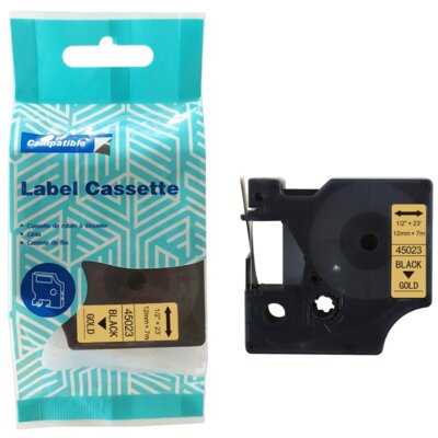 Taśma PRISM do Dymo D1 45023 12 mm x 7 m Czarny na złotym Zamiennik