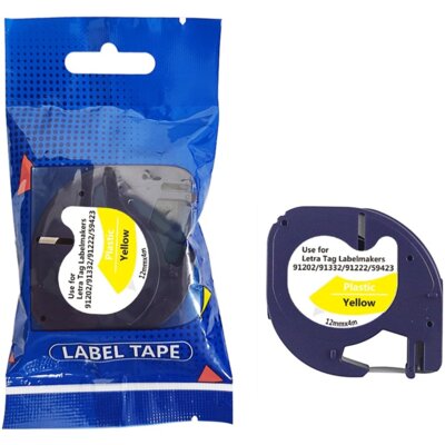 Taśma PRISM do Dymo LT 91202 12 mm x 4 m Czarny na żółtym Zamiennik