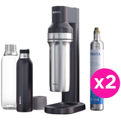 Saturator BRITA SodaTrio Czarny z dwoma nabojami + 2 butelki