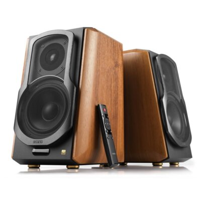 Aktywne, Podstawkowe kolumny głośnikowe EDIFIER S1000MKII Orzech (2 szt.), Obudowa MDF, BT 5.0, Bass Reflex, Hi-Res Audio