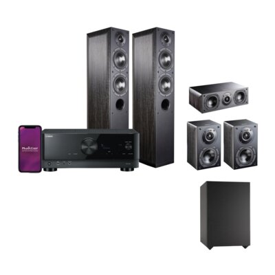 Zestaw Kina domowego YAMAHA RX-V4A + Kolumny Glośnikowe INDIANA LINE NOTA 550X+740+240+BASSO 880 CZ+CZ 5.2-kanałowy, 8K, BT, AirPlay, Wi-Fi, Multiroom, Tidal, Spotify