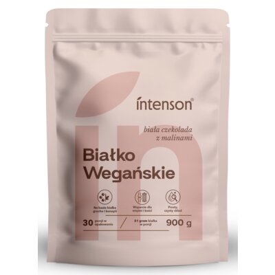 Odżywka białkowa INTENSON Białko wegańskie Biała czekolada z malinami (900 g)
